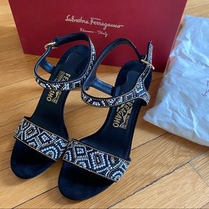 Salvatore Ferragamo Ella Mosaic Black Suede, Women’s US size 6. BRAND NEW!!!